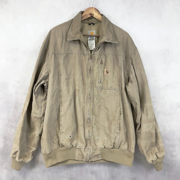 Carhartt Mens Wylie Jacket XLT Duck Canvas Workwear J163 MUS Grunge Thrashed - Picture 1 of 15